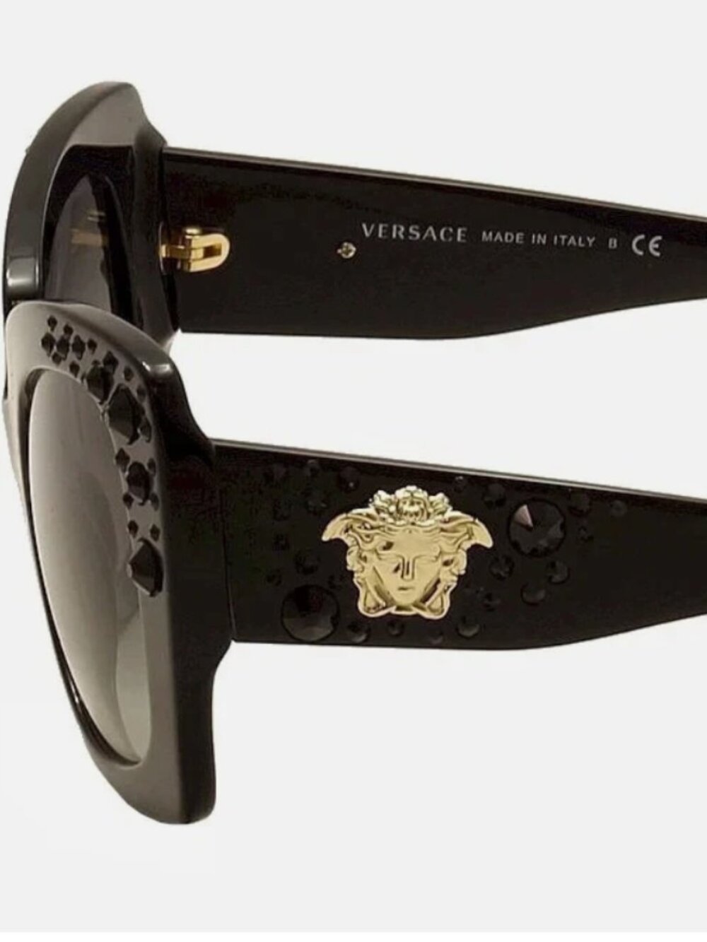 VERSACE Sunglasses VE 4308-B GB1/11 Black/Grey For Women Black Rhinestones/Studs